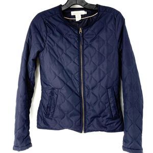 Womens H&M logg quilt navy size 4 S jacket Full Zip Adjustable Lightweight 4070